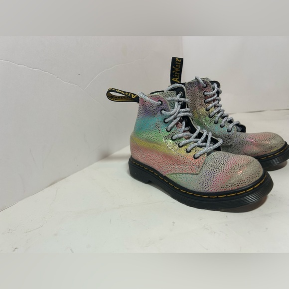 Dr. Martens 1460 Pascal T  Iridescent Rainbow Glitter Boots Girls  Kids Sz 9 - Picture 2 of 9